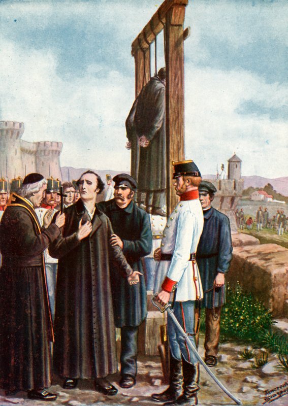 Męczennicy z Belfiore: Ostatnie chwile Don Enrico Tazzoli, 1853 autorstwa Tancredi Scarpelli