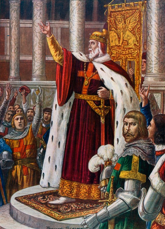 Doża Wenecji w San Marco zapraszający ludzi i żołnierzy do przyłączenia się do krucjaty, ok. 1095 autorstwa Tancredi Scarpelli
