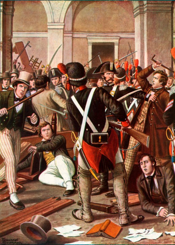 Bunt studentów Uniwersytetu Turyńskiego, 1821 autorstwa Tancredi Scarpelli
