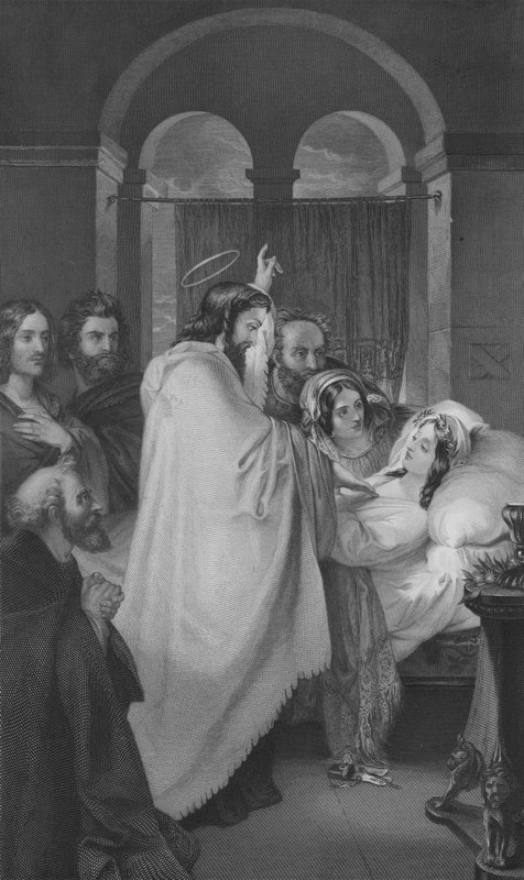 Wychowanie córki Jaira (rycina) autorstwa Theodor M. von (after) Holst