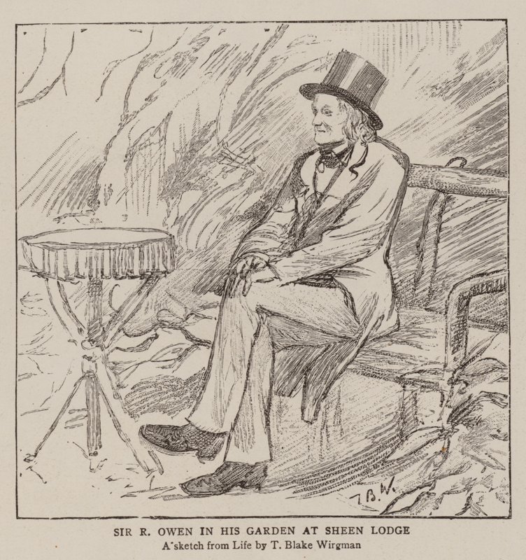 Sir R. Owen w swoim ogrodzie w Sheen Lodge autorstwa Theodore Blake Wirgman