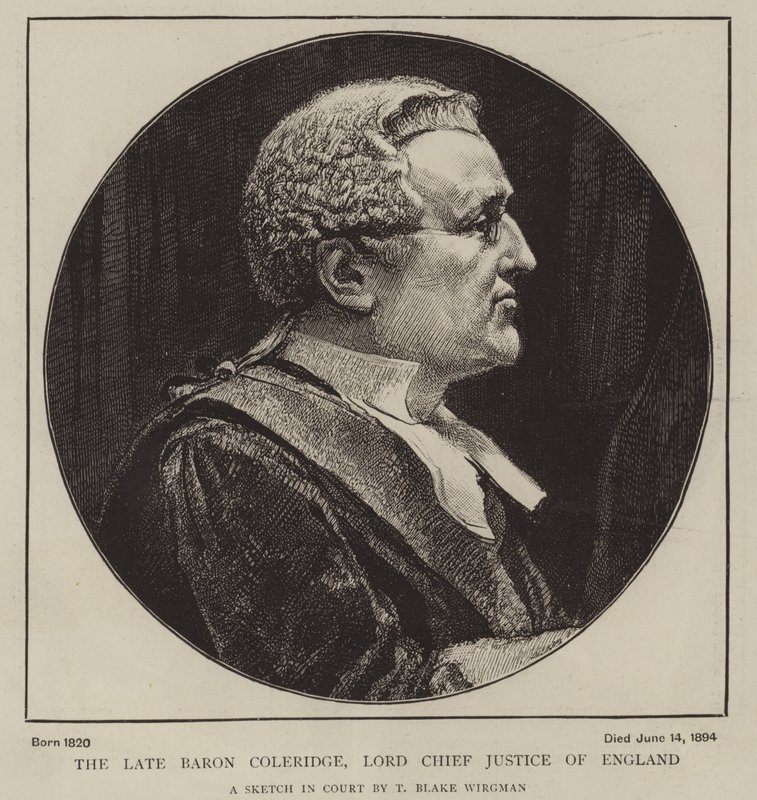 Nieżyjący już baron Coleridge, Lord Chief Justice of England autorstwa Theodore Blake Wirgman
