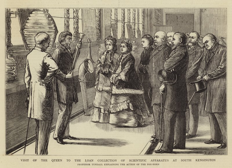 Wizyta królowej w wypożyczonej kolekcji aparatury naukowej w South Kensington autorstwa Theodore Blake Wirgman