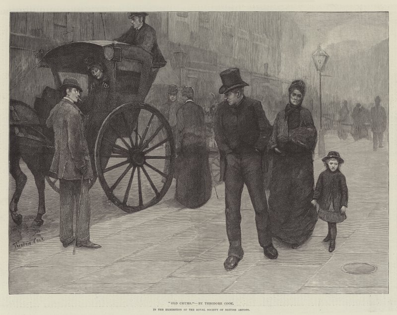 Old Chums na wystawie Królewskiego Towarzystwa Artystów Brytyjskich autorstwa Theodore Flavel Cook