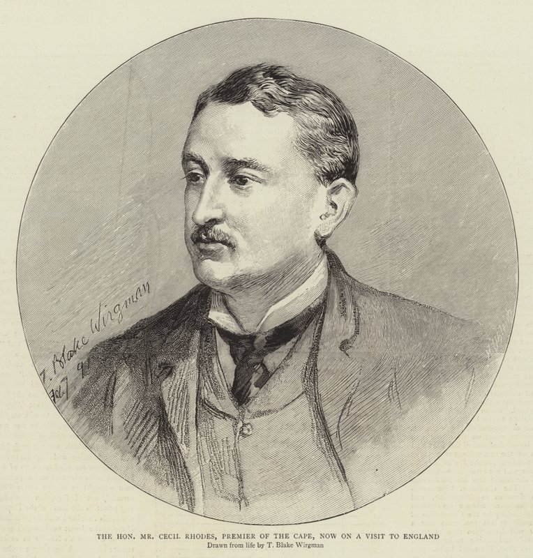 Szanowny Pan Cecil Rhodes, Premier Przylądka, przebywa z wizytą w Anglii autorstwa Theodore Blake Wirgman