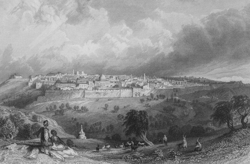 Jerozolima z Góry Oliwnej autorstwa Thomas Allom