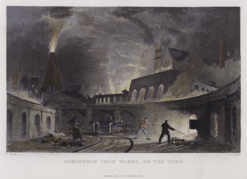 Huta żelaza Lymington nad rzeką Tyne autorstwa Thomas Allom