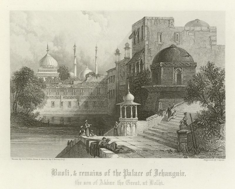 Baoli i pozostałości Pałacu Jahangir, Delhi, Indie autorstwa Thomas Colman Dibdin