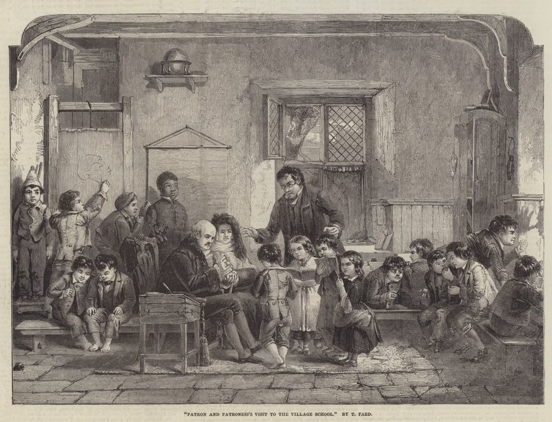 Wizyta patronki i patronki w wiejskiej szkole autorstwa Thomas Faed