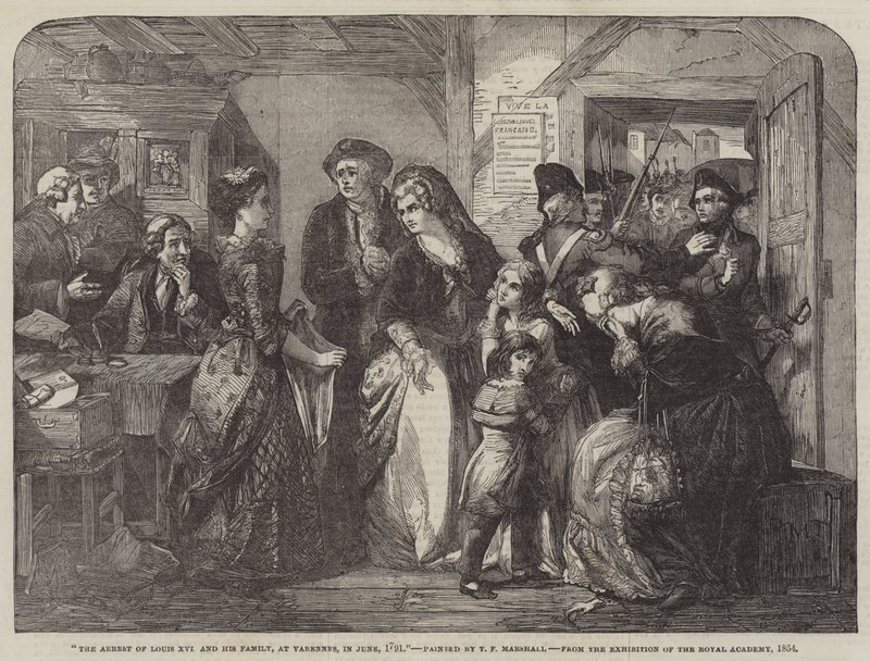 Aresztowanie Ludwika XVI i jego rodziny w Varennes autorstwa Thomas Falcon Marshall