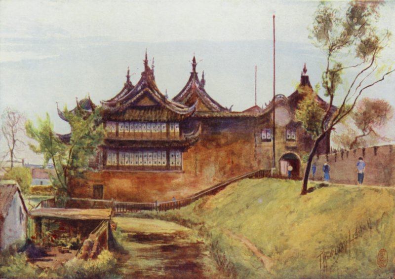 Szanghaj, świątynia towarów na sztuki, mur miejski autorstwa Thomas Hodgson Liddell