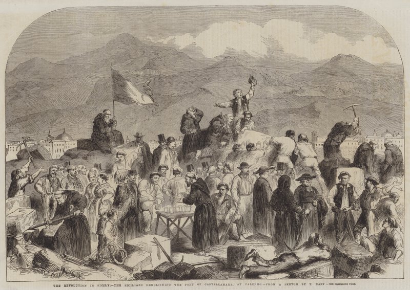 Rewolucja na Sycylii, Sycylijczycy burzący fort Castellamare w Palermo autorstwa Thomas Nast
