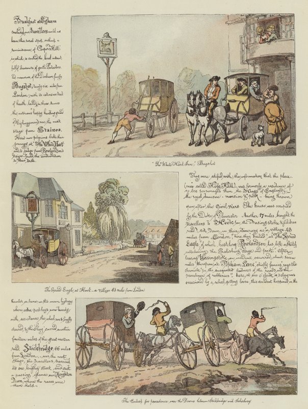 Rowlandsona Tour w bryczce pocztowej, 1782 (chromolitho) autorstwa Thomas Rowlandson