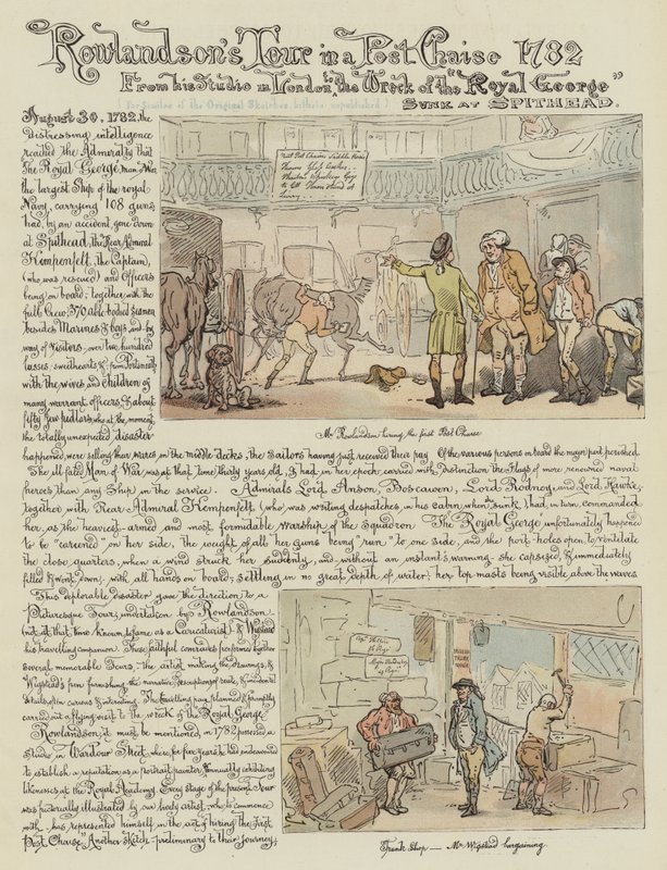Rowlandsona Tour w bryczce pocztowej, 1782 (chromolitho) autorstwa Thomas Rowlandson