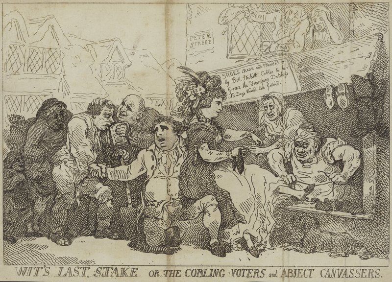 Ostatnia stawka Wita, czyli wyborcy i wyborczynie z brzydotą autorstwa Thomas Rowlandson