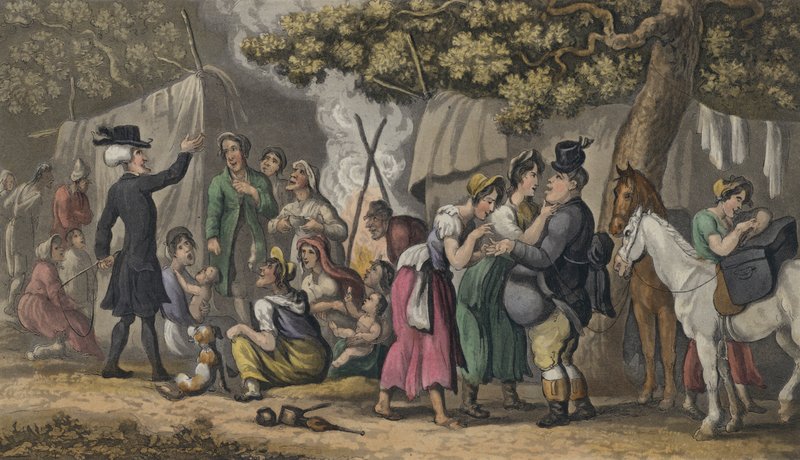 Dr Syntax i Cyganie (akwatinta) autorstwa Thomas after Rowlandson