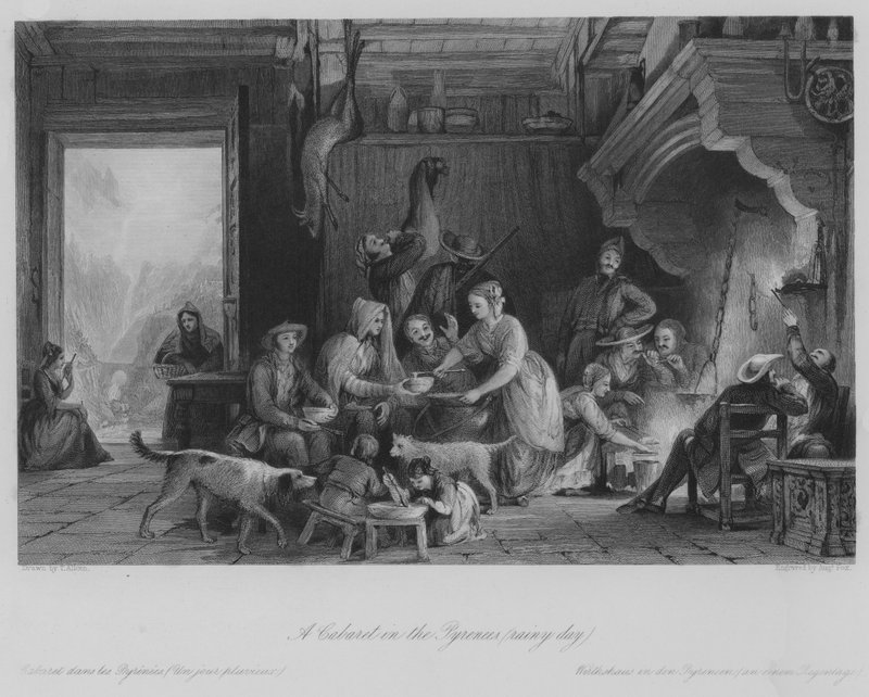 Kabaret w Pirenejach (deszczowy dzień) (grafika) autorstwa Thomas (after) Allom