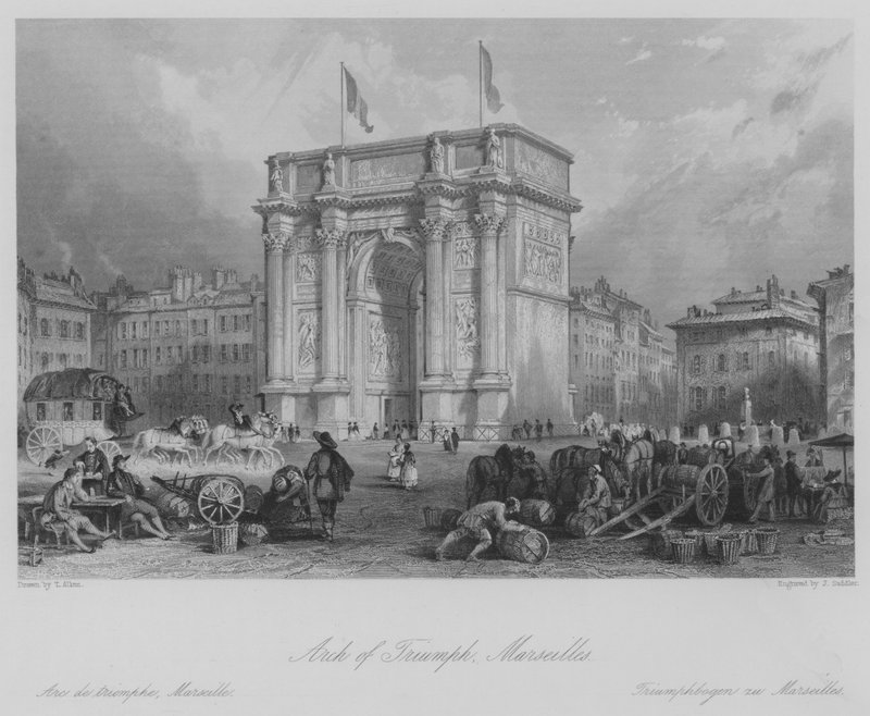 Łuk triumfalny, Morseilles (rycina) autorstwa Thomas (after) Allom