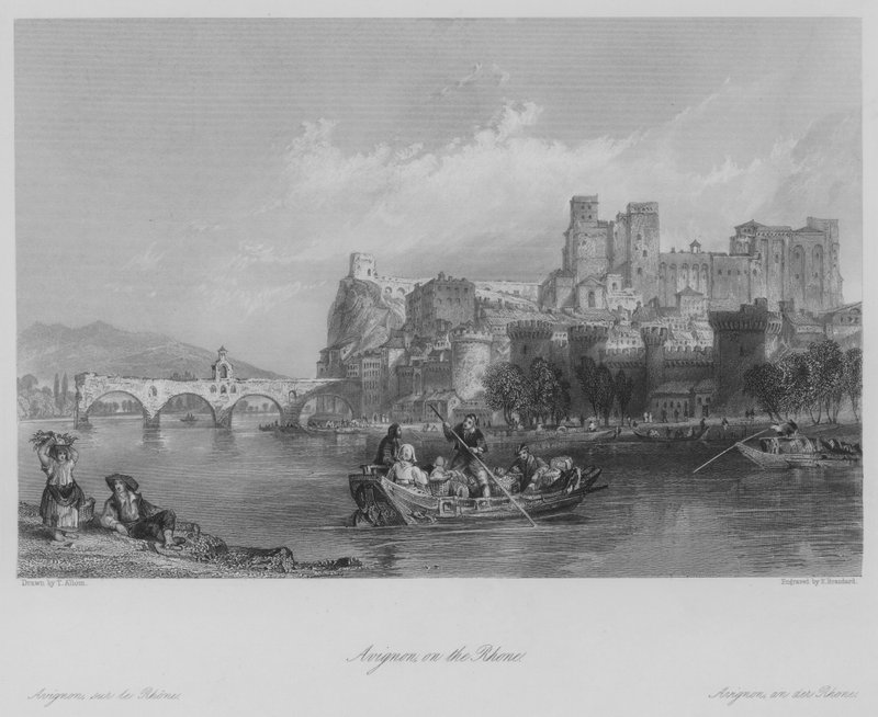 Awinion nad Rodanem (grawerowanie) autorstwa Thomas (after) Allom