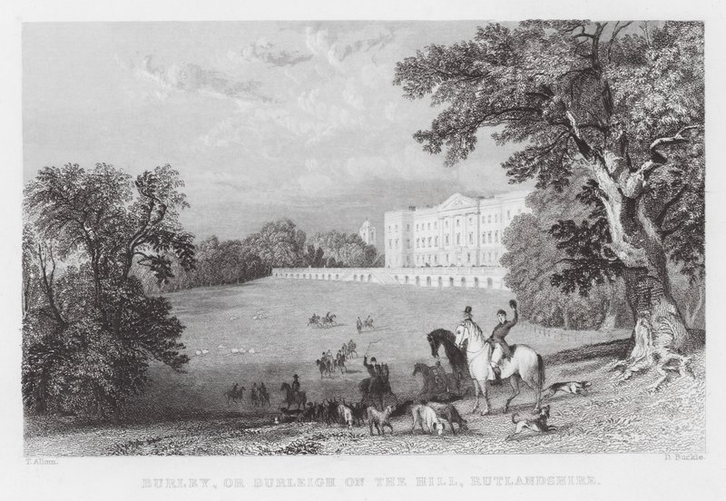 Burley lub Burleigh on the Hill, Rutlandshire (grawerowanie) autorstwa Thomas (after) Allom