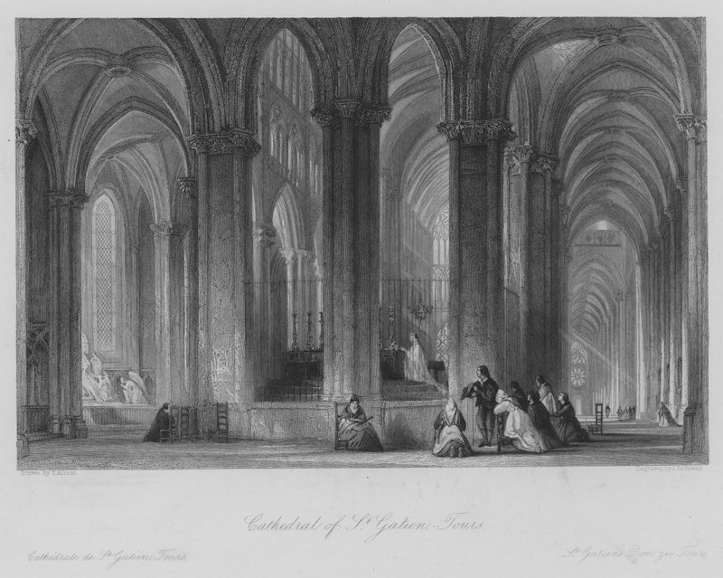 Katedra św Gatien, Tours (ryba) autorstwa Thomas (after) Allom