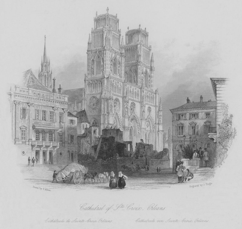 Katedra Ste-Croix, Orlean (rycina) autorstwa Thomas (after) Allom