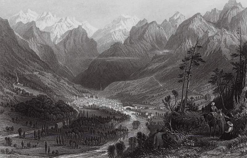 Cauterets, w Pirenejach (rycina) autorstwa Thomas (after) Allom
