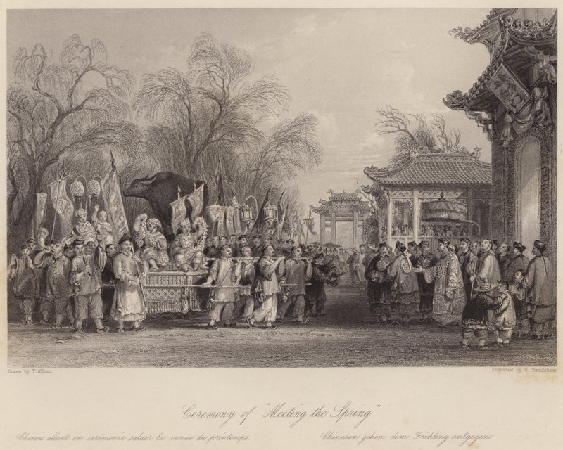 Ceremonia „Spotkania Wiosny” (rycina) autorstwa Thomas (after) Allom