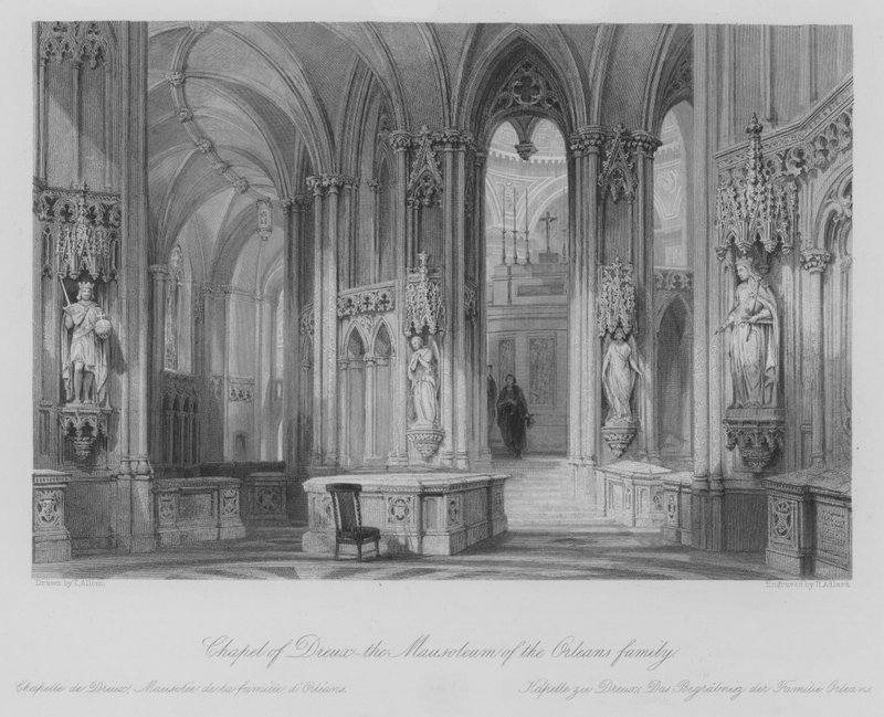 Kaplica Dreux, Mauzoleum Orleańczyków (rycina) autorstwa Thomas (after) Allom