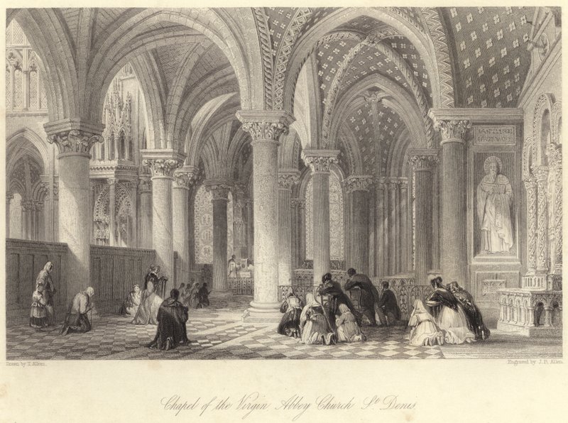 Kaplica kościoła opactwa NMP, St Denis (rycina) autorstwa Thomas (after) Allom