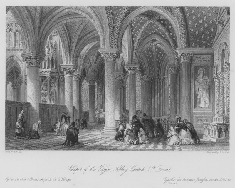 Kaplica Najświętszej Marii Panny, kościół opactwa, St Denis (rycina) autorstwa Thomas (after) Allom
