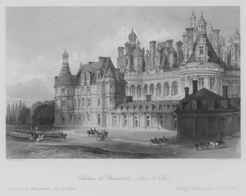 Chateau de Chambord, Loir-et-Cher (grawerowanie) autorstwa Thomas (after) Allom