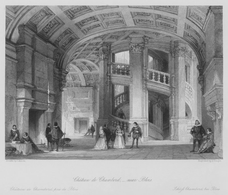 Zamek Chambord, koło Blois (rycina) autorstwa Thomas (after) Allom