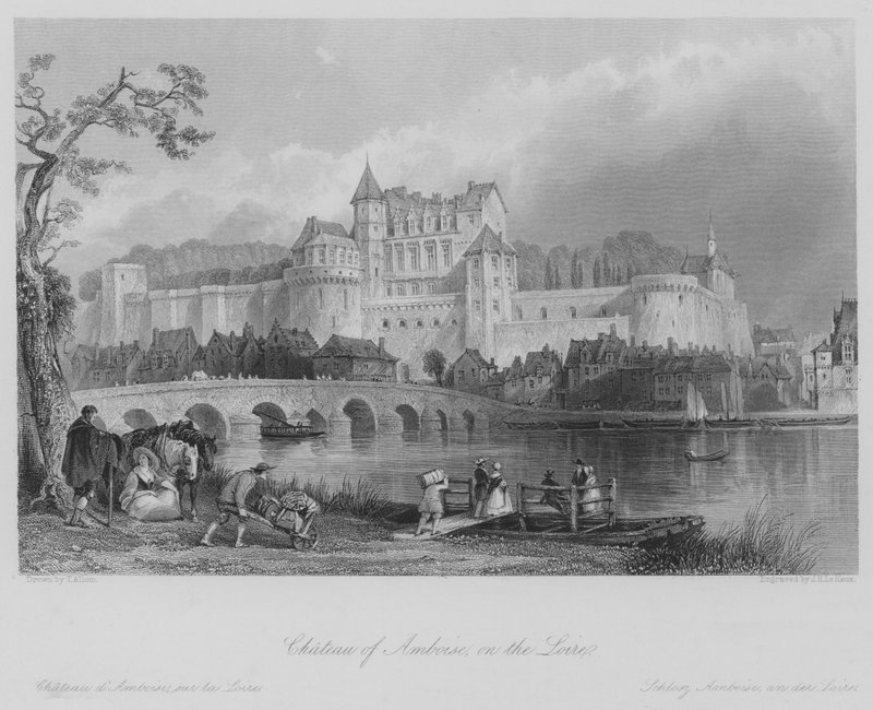 Zamek w Amboise, nad Loarą (rycina) autorstwa Thomas (after) Allom