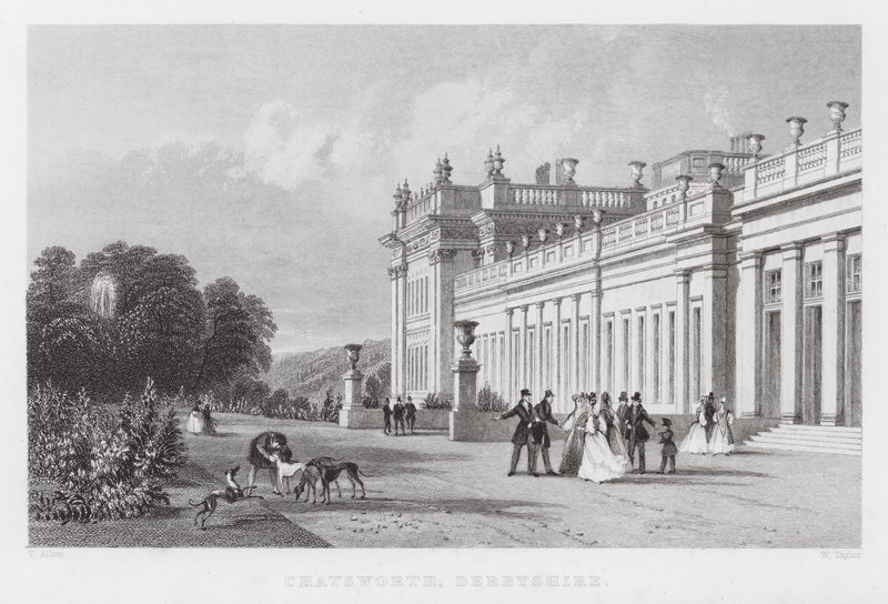 Chatsworth, Derbyshire (grawerowanie) autorstwa Thomas (after) Allom