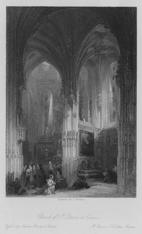 Kościół św. Piotra w Caen (rycina) autorstwa Thomas (after) Allom