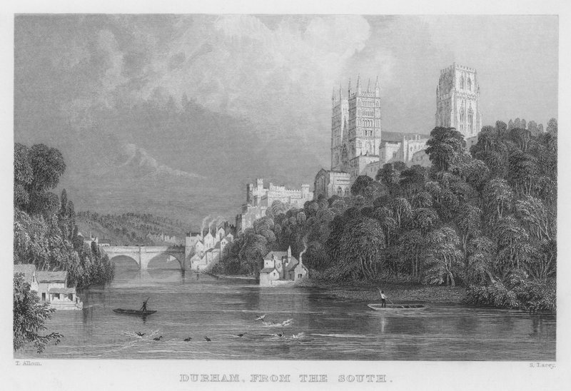 Durham, od południa (grawerowanie) autorstwa Thomas (after) Allom