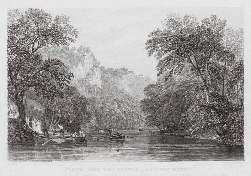 Prom na rzece Derwent, Matlock Bath (rycina) autorstwa Thomas (after) Allom