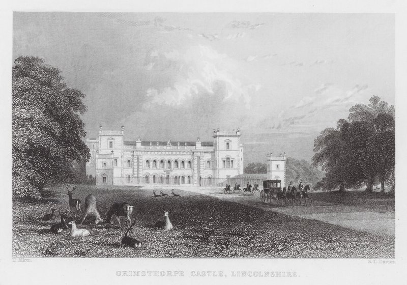 Zamek Grimsthorpe, Lincolnshire (grawerowanie) autorstwa Thomas (after) Allom