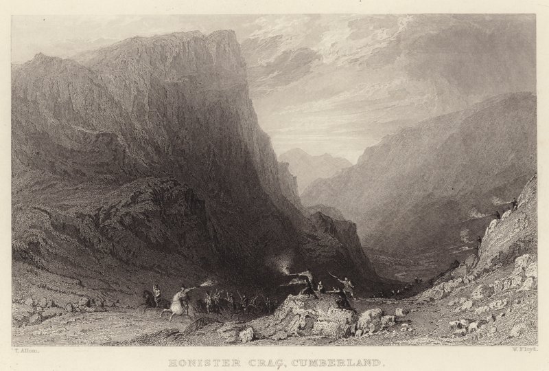 Honister Crag, Cumberland (rycina) autorstwa Thomas (after) Allom