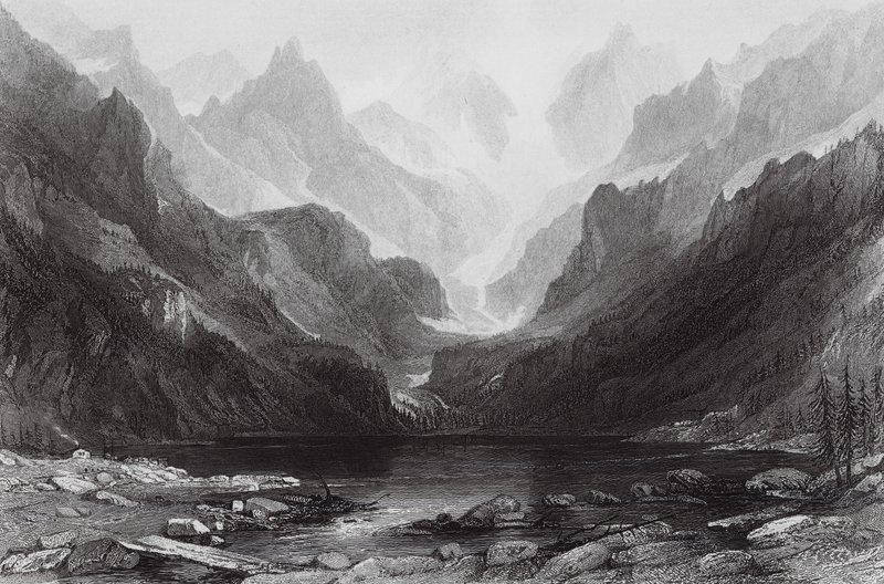Lac de Gaube, Pireneje (rycina) autorstwa Thomas (after) Allom