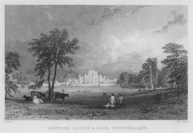 Zamek i park Lowther, Westmorland (grafika) autorstwa Thomas (after) Allom
