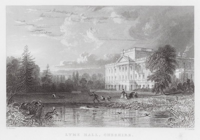 Lyme Hall, Cheshire (grawerowanie) autorstwa Thomas (after) Allom