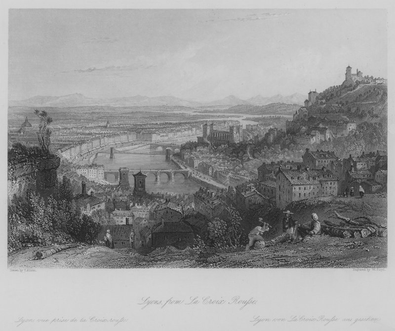 Lyons, z La Croix Rousse (grawerowanie) autorstwa Thomas (after) Allom