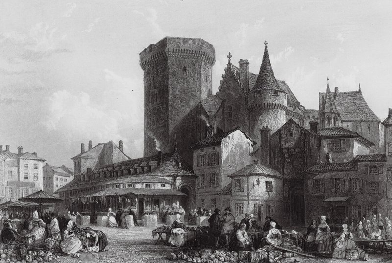 Rynek, Angouleme (grawerunek) autorstwa Thomas (after) Allom