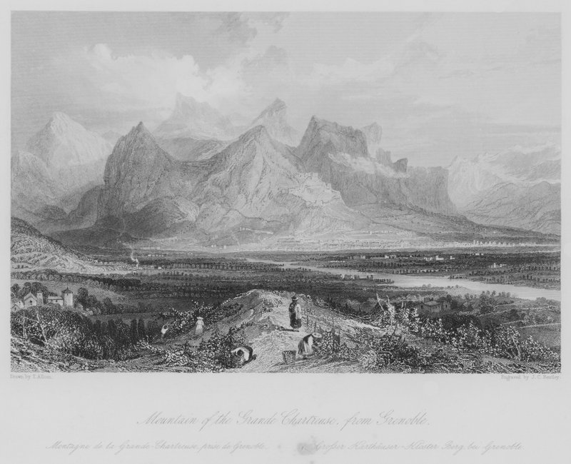 Góra Grande Chartreuse, z Grenoble (rycina) autorstwa Thomas (after) Allom