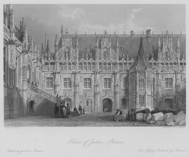 Pałac Sprawiedliwości, Rouen (rycina) autorstwa Thomas (after) Allom
