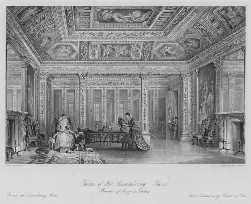 Pałac Luksemburski, Paryż, Buduar Marii Medycejskiej (rycina) autorstwa Thomas (after) Allom