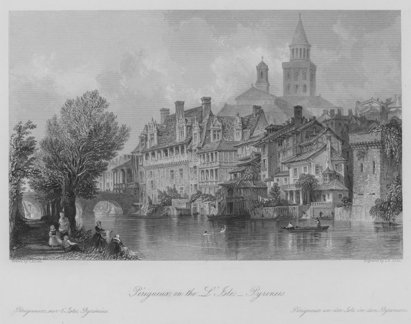 Perigueux, na wyspie, Pireneje (rycina) autorstwa Thomas (after) Allom