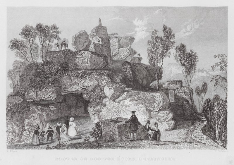 Rooter lub Roo-tor Rocks, Derbyshire (grawerowanie) autorstwa Thomas (after) Allom
